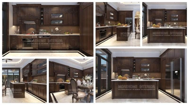 Morehome là một đơn vị cung cấp dịch vụ thiết kế và thi công tủ bếp gỗ óc chó cao cấp trọn gói tại Hà Nội.