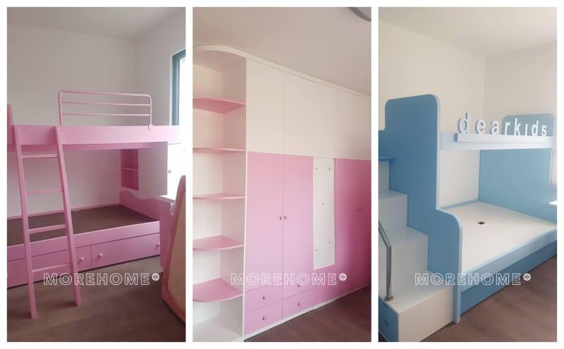 Thi công nội thất phòng ngủ trẻ em đẹp dành cho bé trai và bé gái tại căn hộ chung cư Imperia Sky Garden, Minh Khai, Hai Bà Trưng, Hà Nội