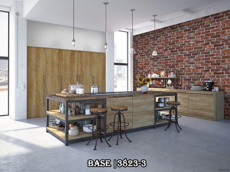 Ngày nay, thiết kế nội thất được ưa chuộng với các mảng nhấn bằng mẫu giấy dán tường giả gạch.